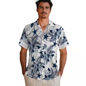 Summer Vacation NFL Team Dallas Cowboys Hawaiian Shirt - Hibiscus Palm Leaves Blue Print