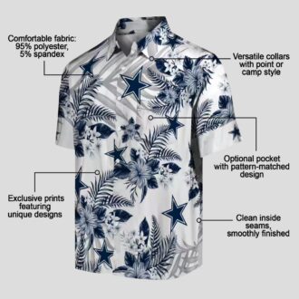 Summer Vacation NFL Team Dallas Cowboys Hawaiian Shirt - Hibiscus Palm Leaves Blue Print