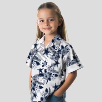 Summer Vacation NFL Team Dallas Cowboys Hawaiian Shirt - Hibiscus Palm Leaves Blue Print