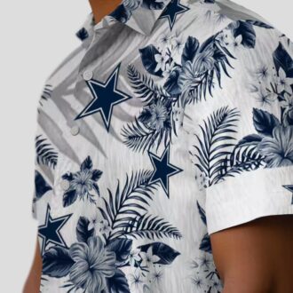 Summer Vacation NFL Team Dallas Cowboys Hawaiian Shirt - Hibiscus Palm Leaves Blue Print