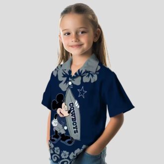 Surfing Mickey Blue Hawaiian Aloha Shirt for Cowboys fans, NFL Tropical Button Up Shirt