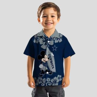 Surfing Mickey Blue Hawaiian Aloha Shirt for Cowboys fans, NFL Tropical Button Up Shirt
