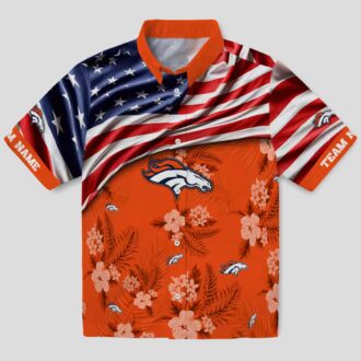American US Flag Denver Broncos Floral Hawaiian Shirt, Summer Vacation Outfit for Fans