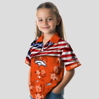 American US Flag Denver Broncos Floral Hawaiian Shirt, Summer Vacation Outfit for Fans
