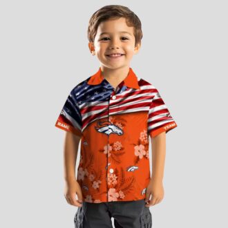 American US Flag Denver Broncos Floral Hawaiian Shirt, Summer Vacation Outfit for Fans