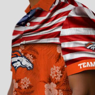 American US Flag Denver Broncos Floral Hawaiian Shirt, Summer Vacation Outfit for Fans