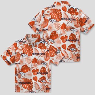 Beat Denver Broncos Aloha Hawaiian Shirt, Tropical Plants Orange White NFL Unisex Shirt