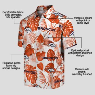 Beat Denver Broncos Aloha Hawaiian Shirt, Tropical Plants Orange White NFL Unisex Shirt
