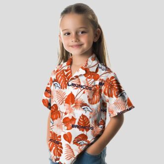 Beat Denver Broncos Aloha Hawaiian Shirt, Tropical Plants Orange White NFL Unisex Shirt