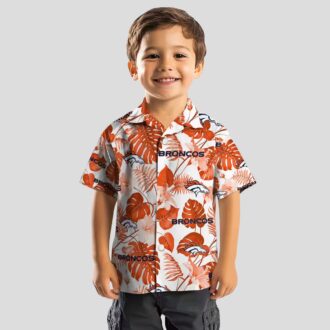 Beat Denver Broncos Aloha Hawaiian Shirt, Tropical Plants Orange White NFL Unisex Shirt
