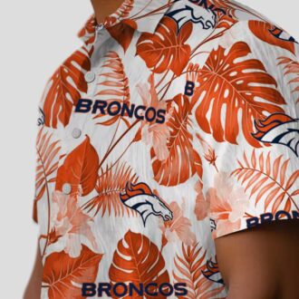 Beat Denver Broncos Aloha Hawaiian Shirt, Tropical Plants Orange White NFL Unisex Shirt