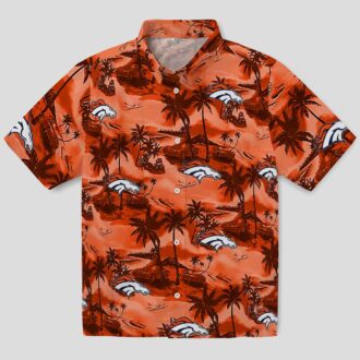 Best Denver Broncos Hawaiian Shirt, Coastal Palms Orange Button Up NFL Shirt