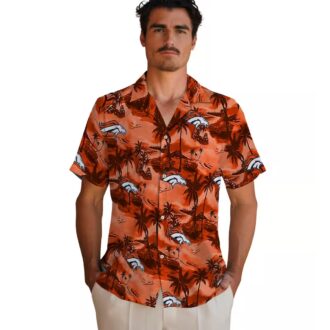 Best Denver Broncos Hawaiian Shirt, Coastal Palms Orange Button Up NFL Shirt