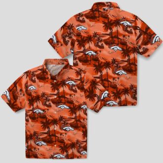Best Denver Broncos Hawaiian Shirt, Coastal Palms Orange Button Up NFL Shirt