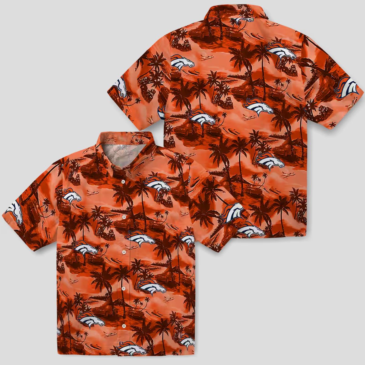 Best Denver Broncos Hawaiian Shirt, Coastal Palms Orange Button Up NFL Shirt