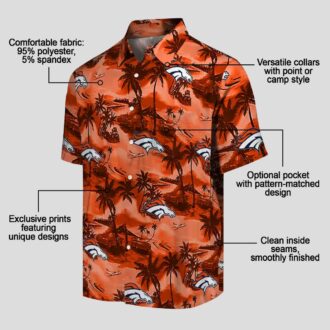 Best Denver Broncos Hawaiian Shirt, Coastal Palms Orange Button Up NFL Shirt