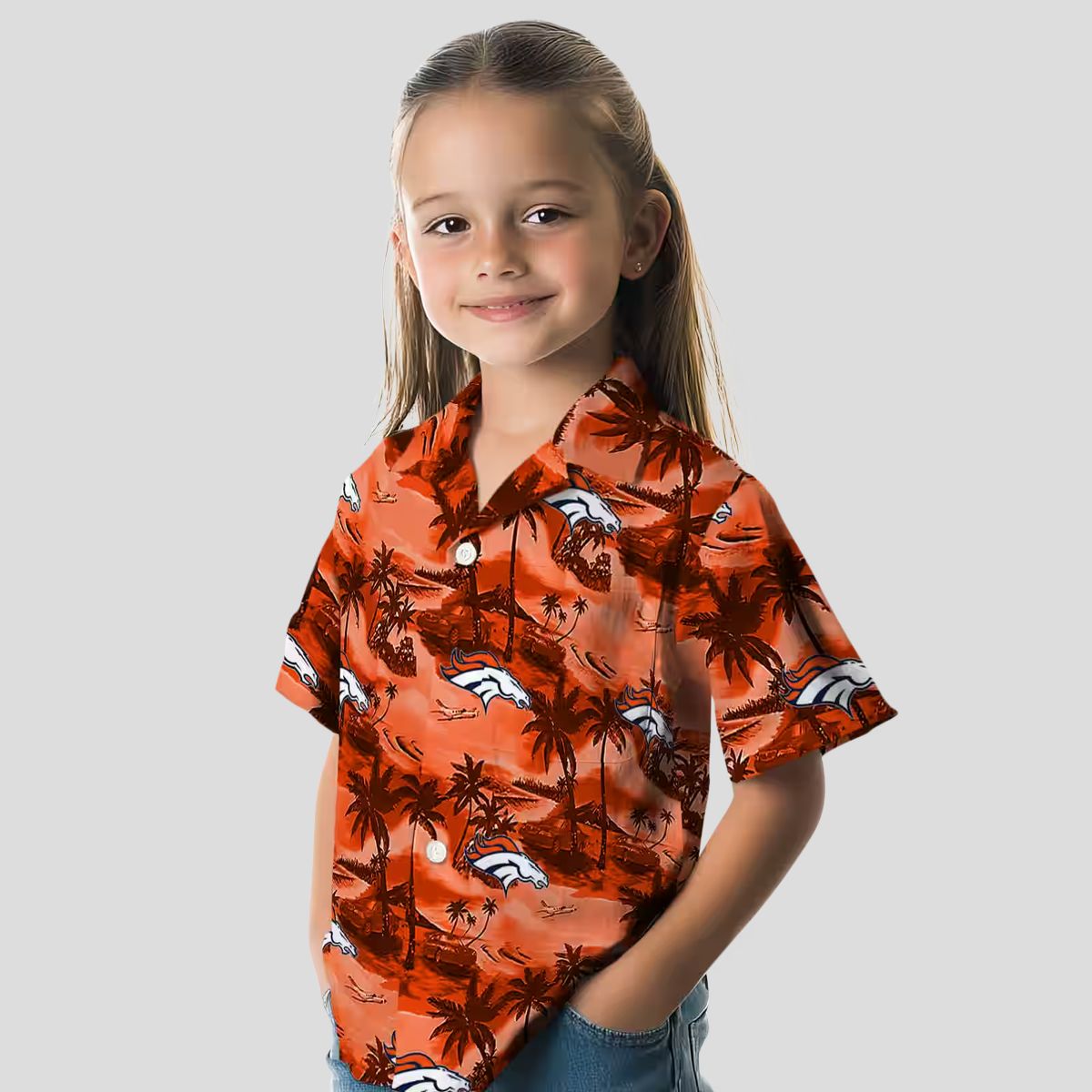 Best Denver Broncos Hawaiian Shirt, Coastal Palms Orange Button Up NFL Shirt