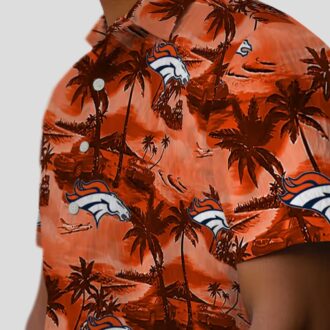 Best Denver Broncos Hawaiian Shirt, Coastal Palms Orange Button Up NFL Shirt