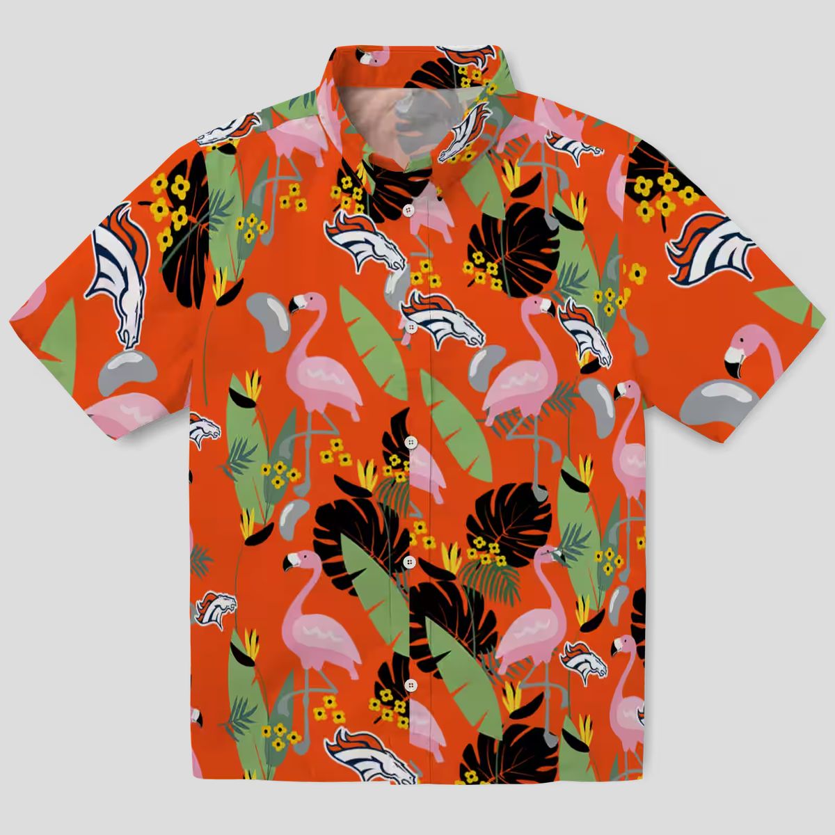 Best Denver Broncos Orange Hawaiian Shirt, NFL Fan Apparel with Flamingo & Leaves