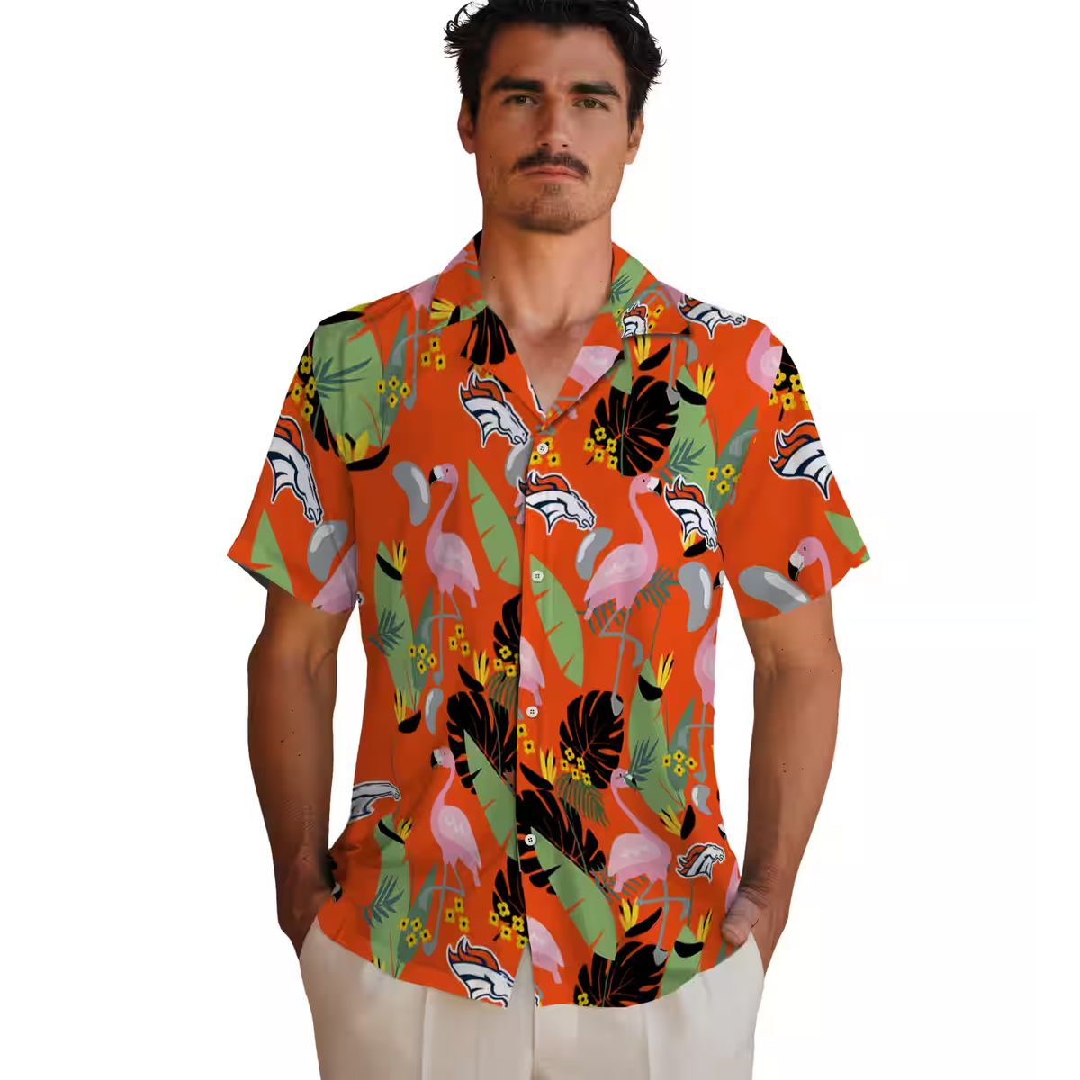 Best Denver Broncos Orange Hawaiian Shirt, NFL Fan Apparel with Flamingo & Leaves