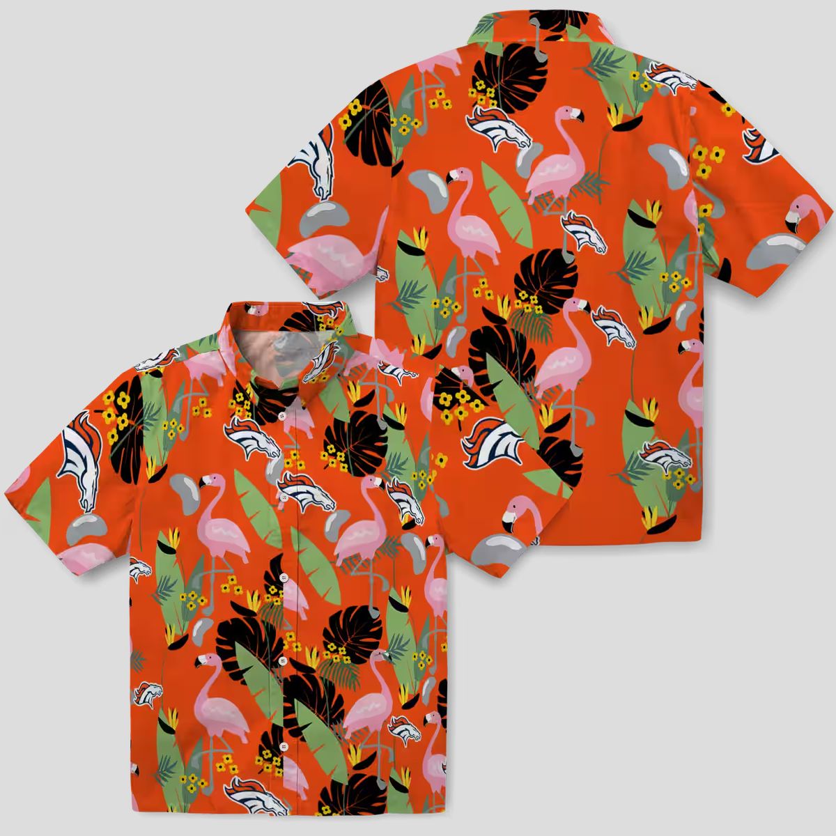 Best Denver Broncos Orange Hawaiian Shirt, NFL Fan Apparel with Flamingo & Leaves