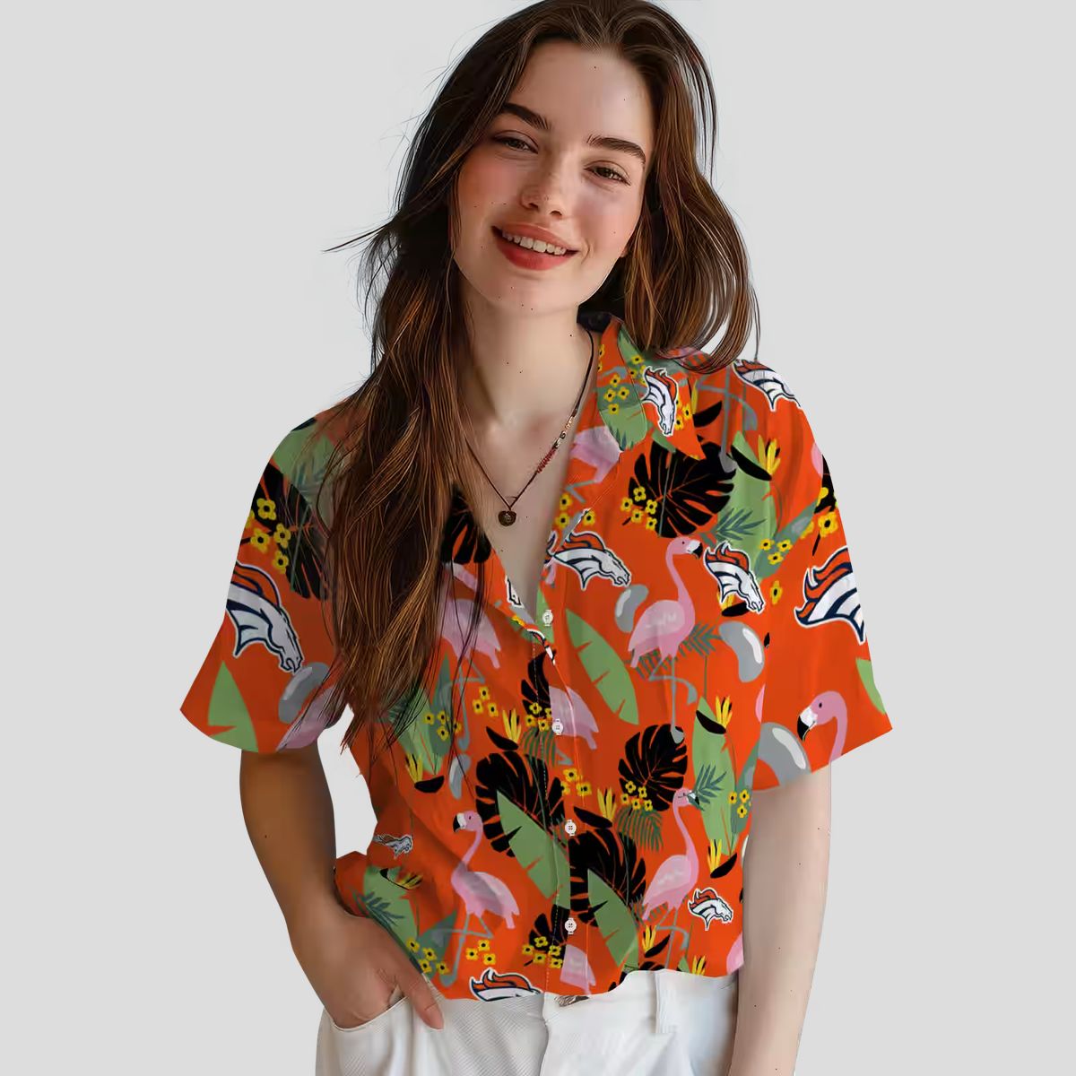 Best Denver Broncos Orange Hawaiian Shirt, NFL Fan Apparel with Flamingo & Leaves