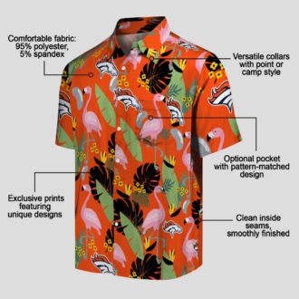 Best Denver Broncos Orange Hawaiian Shirt, NFL Fan Apparel with Flamingo & Leaves