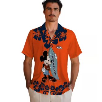 Best Denver Broncos Surfing Mickey Shirt, Casual NFL Aloha Beach Hawaiian Shirt