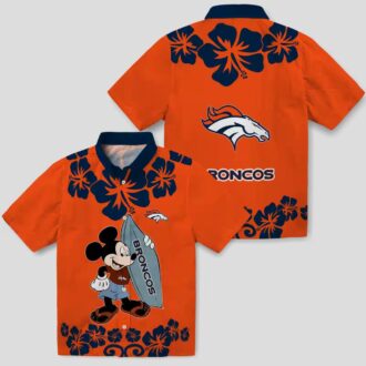 Best Denver Broncos Surfing Mickey Shirt, Casual NFL Aloha Beach Hawaiian Shirt