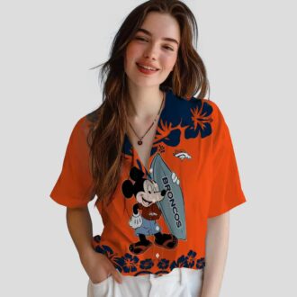 Best Denver Broncos Surfing Mickey Shirt, Casual NFL Aloha Beach Hawaiian Shirt