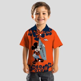 Best Denver Broncos Surfing Mickey Shirt, Casual NFL Aloha Beach Hawaiian Shirt