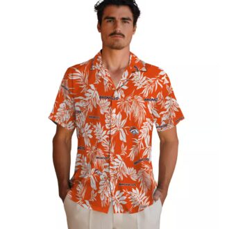 Best NFL Football Denver Broncos Hawaiian Shirt - Tropical Leaf Orange White Design