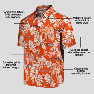 Best NFL Football Denver Broncos Hawaiian Shirt - Tropical Leaf Orange White Design