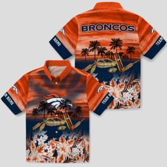 Custom Denver Broncos Aloha Summer Shirt, Tropical Canoe Orange Hawaiian Football Shirt