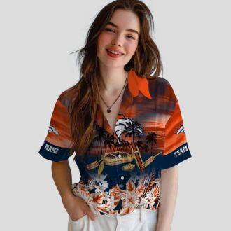 Custom Denver Broncos Aloha Summer Shirt, Tropical Canoe Orange Hawaiian Football Shirt
