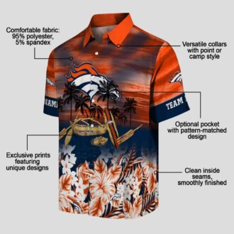 Custom Denver Broncos Aloha Summer Shirt, Tropical Canoe Orange Hawaiian Football Shirt
