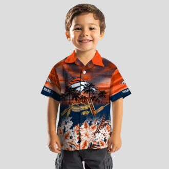 Custom Denver Broncos Aloha Summer Shirt, Tropical Canoe Orange Hawaiian Football Shirt
