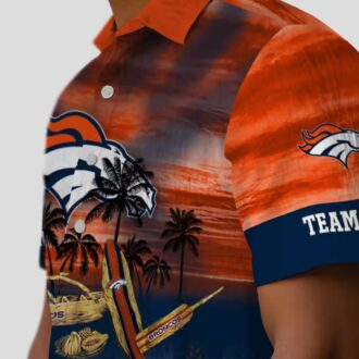 Custom Denver Broncos Aloha Summer Shirt, Tropical Canoe Orange Hawaiian Football Shirt