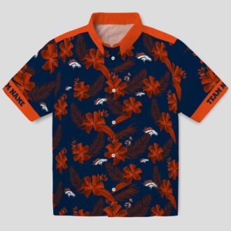 Custom Denver Broncos Hawaiian Shirt, Tropical Botanical Blue NFL Summer Beach Shirt