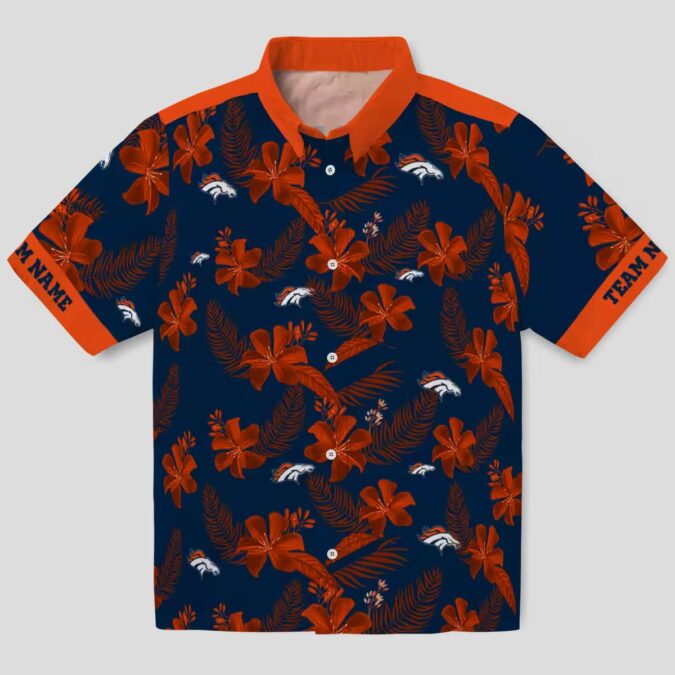 Custom Denver Broncos Hawaiian Shirt, Tropical Botanical Blue NFL Summer Beach Shirt