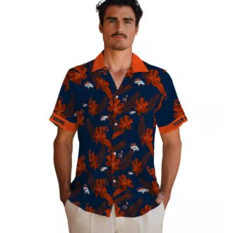 Custom Denver Broncos Hawaiian Shirt, Tropical Botanical Blue NFL Summer Beach Shirt