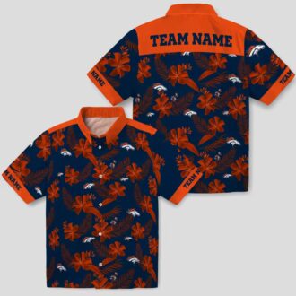Custom Denver Broncos Hawaiian Shirt, Tropical Botanical Blue NFL Summer Beach Shirt