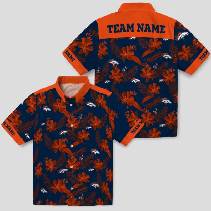 Custom Denver Broncos Hawaiian Shirt, Tropical Botanical Blue NFL Summer Beach Shirt