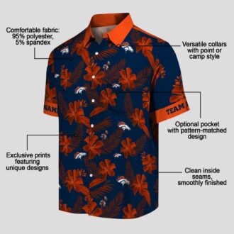 Custom Denver Broncos Hawaiian Shirt, Tropical Botanical Blue NFL Summer Beach Shirt
