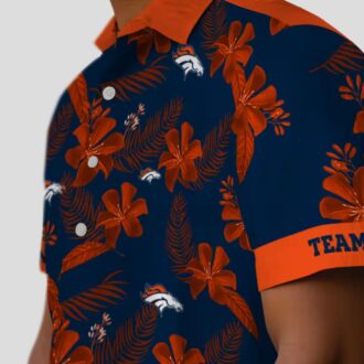 Custom Denver Broncos Hawaiian Shirt, Tropical Botanical Blue NFL Summer Beach Shirt