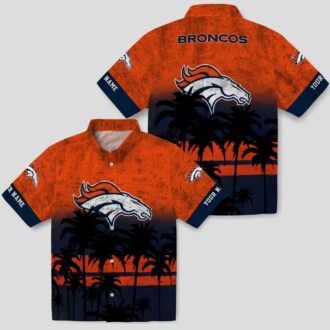 Custom Denver Broncos Summer Hawaiian Shirt, Orange & Black Sunset Tropical Beachwear