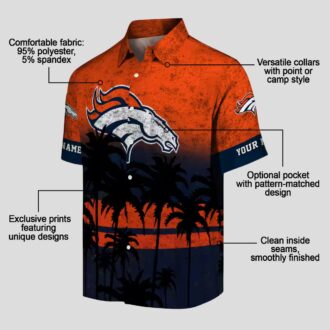 Custom Denver Broncos Summer Hawaiian Shirt, Orange & Black Sunset Tropical Beachwear