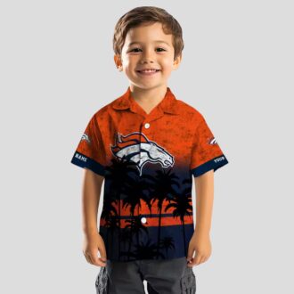 Custom Denver Broncos Summer Hawaiian Shirt, Orange & Black Sunset Tropical Beachwear
