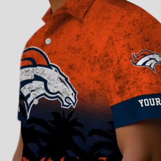 Custom Denver Broncos Summer Hawaiian Shirt, Orange & Black Sunset Tropical Beachwear