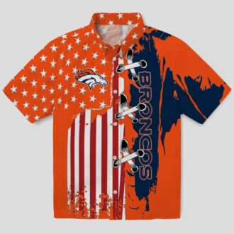 Denver Broncos Aloha Hawaiian Shirt, NFL Orange Stitched Flag Summer Beachwear